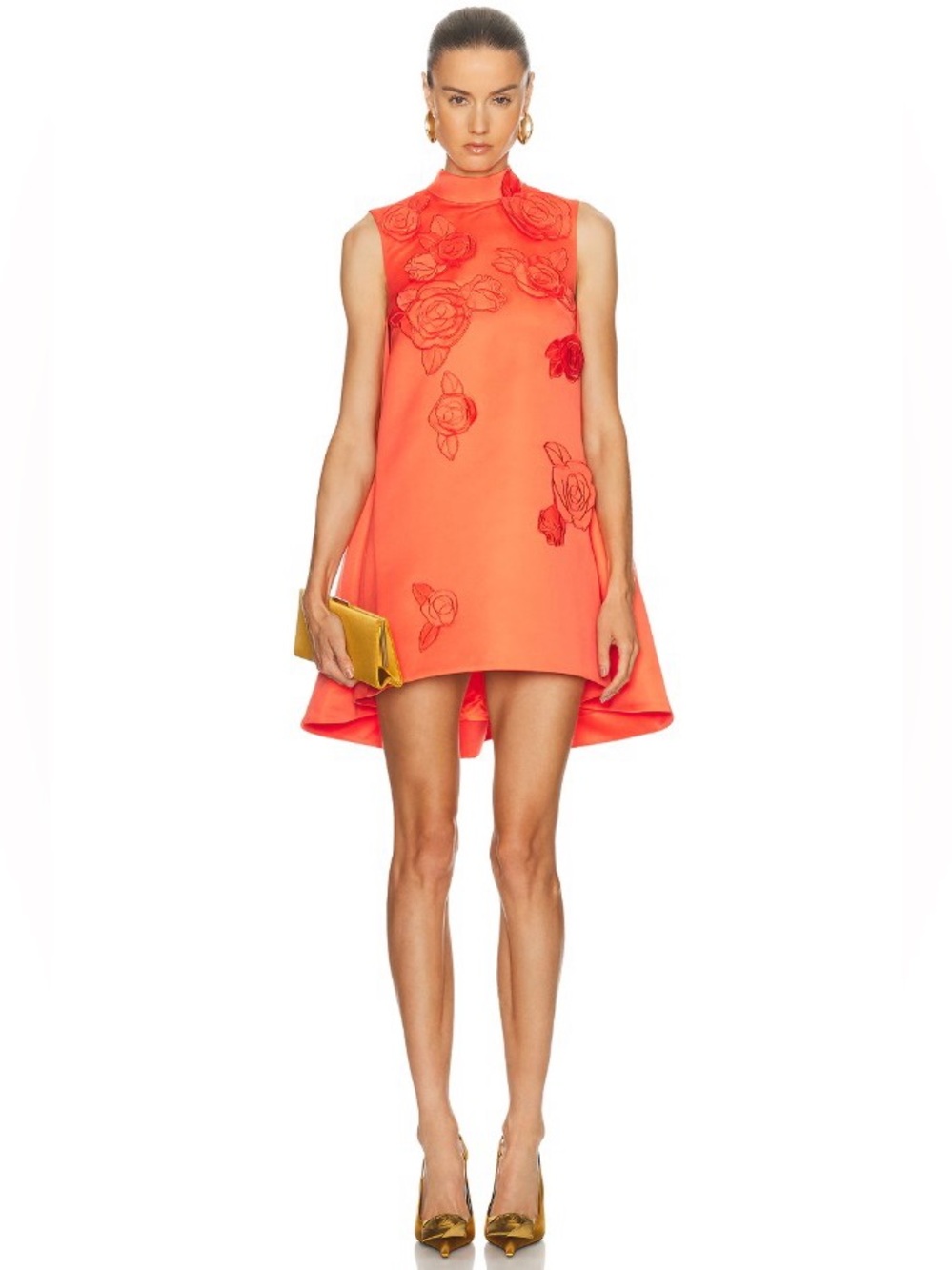 LEO LIN Orange Fallon Floral Applique Embroidery Mini Dress AU8/US4 NWOT
